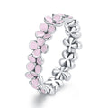 Factory S925 Sterling Silver Pink Wreath CZ Finger Rings for Women Engagement Wedding Finger Ring Statement Jewelry SCR681