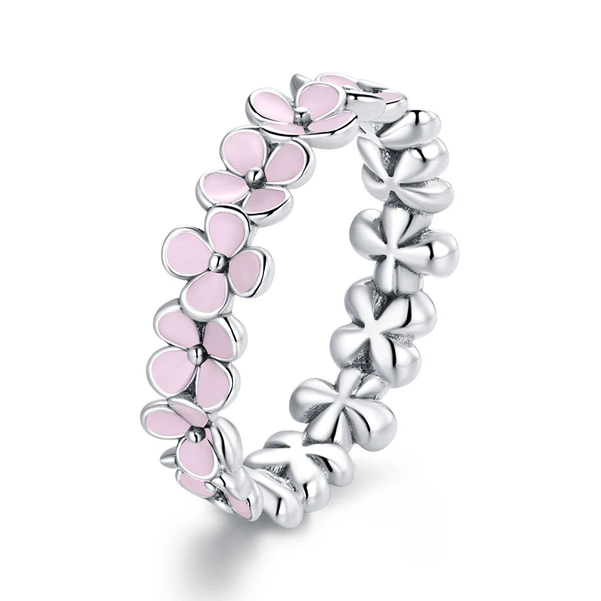 Factory S925 Sterling Silver Pink Wreath CZ Finger Rings for Women Engagement Wedding Finger Ring Statement Jewelry SCR681