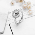 Pave Diamond CZ Rotatable Double Circles Women's Dancing Spinner Ring Flower Girly Anxiety Ring