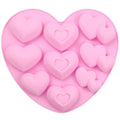 9-Hole Heart Shape Silicone Mold 3D Love Design Cake Decorating Tool for Valentine's Day for Chocolate and Cupcakes