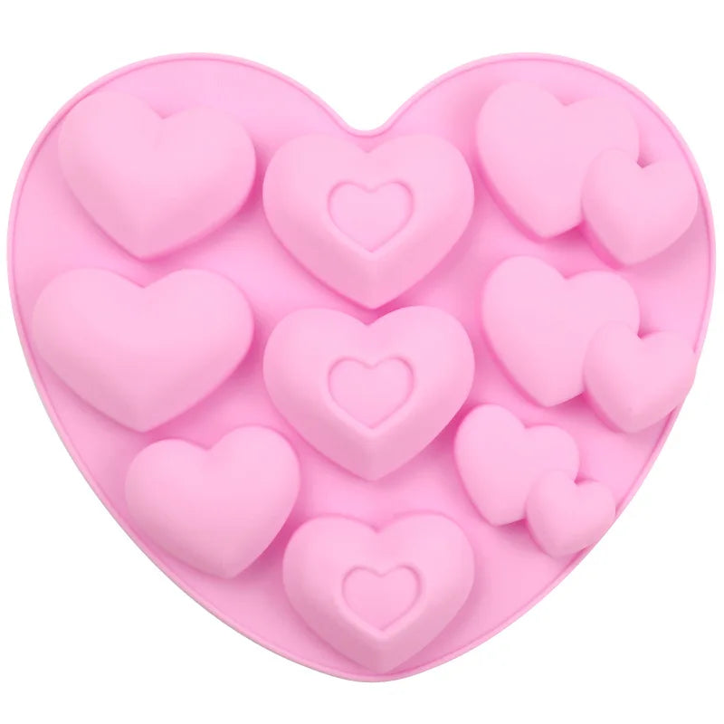 9-Hole Heart Shape Silicone Mold 3D Love Design Cake Decorating Tool for Valentine's Day for Chocolate and Cupcakes