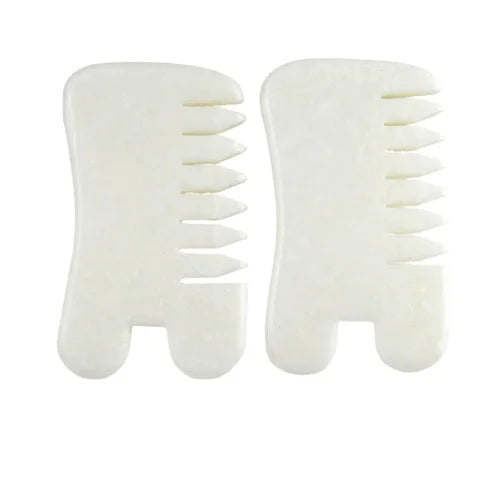 White Jade Guasha Hair Salp Tools Massage Scraping Massage Tool Gua Sha Comb Jade for Face Neck Head and Body