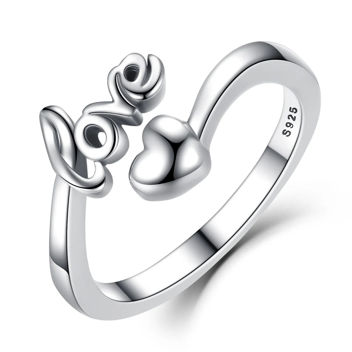 925 Sterling Silver Classic 'I Love You' Heart Ring for Women Wedding Engagement Jewelry for Birthday Gifts SCR024