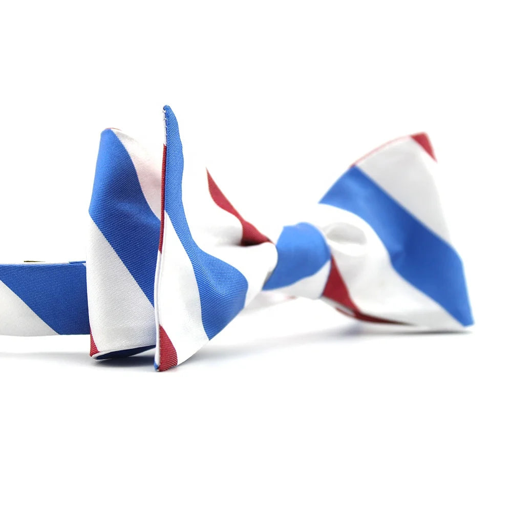 Self Tie Bow Ties for Men Preppy Look Butterfly Wholesale Blue Red College Stripe Polyester Detachable Bow Ties Manufacturers