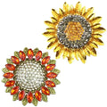 Fashion Jewelry Brooches Rhinestone Sunflower Flat Plant Flower Corsage Ladies Pin Alloy Badge Brooch