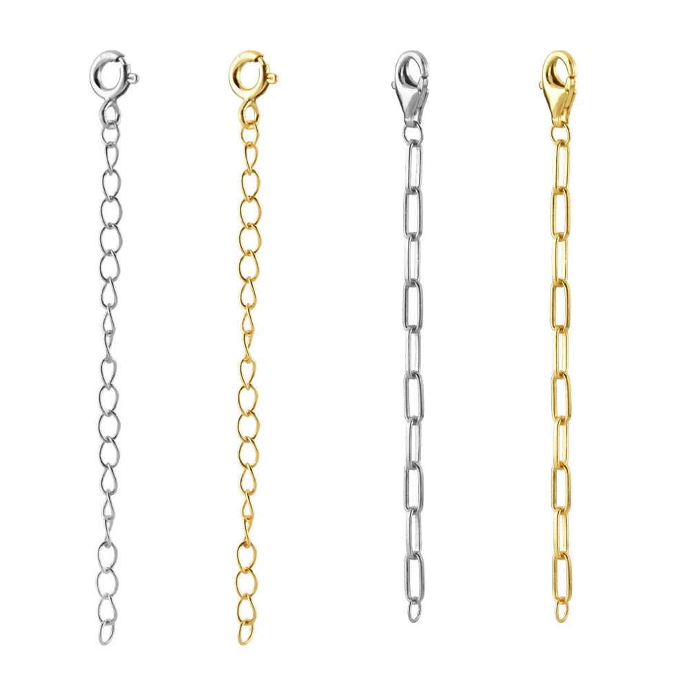 FUAMAY 925 Silver Extender Chain for Necklace Bracelet Jewelry Makin Pure Gold Plated Necklace Chain Extender