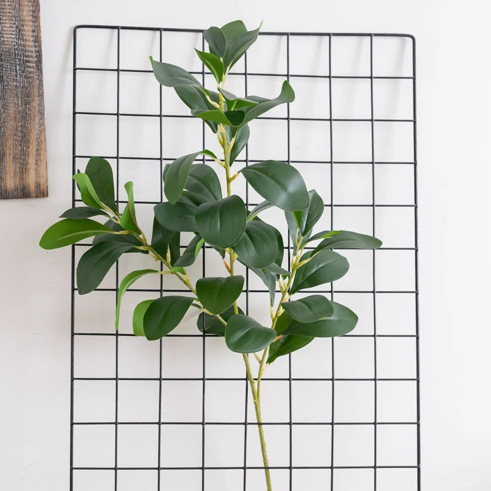SF Wholesale Realistic Green Artificial Banyan Tree Leaves Artificial Fig Stems Decorative Ficus Leaves Branches for Party Event