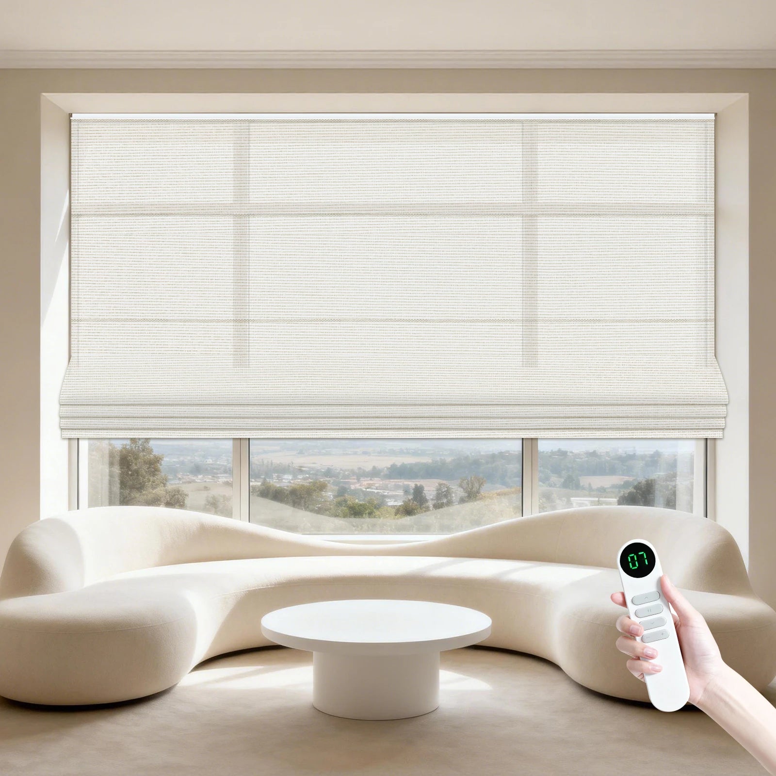 No Drill No Tools Custom Electric Automatic Smart Remote Control Curtain Blackout Motorized Roller Roman Shade Blinds for Window