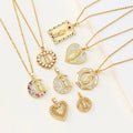 Retro Hip Hop Jewelry 18K Gold Micro Bling Colorful Cubic Zircon Pave Virgin Mary Pendant Necklace