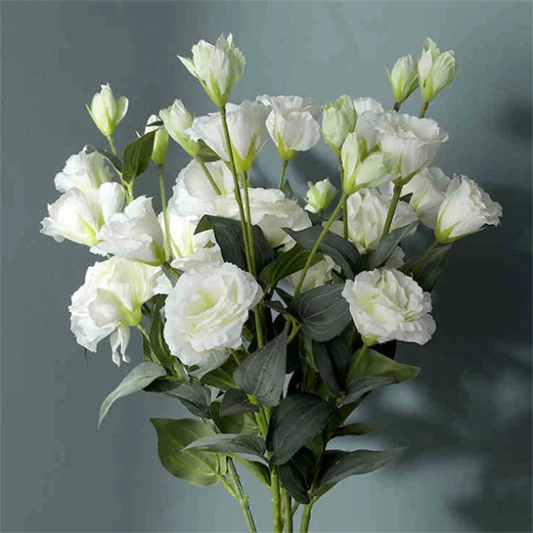 Hot Sale White Flower 3 Head Platycodon Grandiflorum Artificial Silk Bellwort Flower