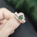 Abiding Women Fine Jewellery Rose Gold 925 Sterling Silver Moss Agate Engagement Non Tarnish Bridal Wedding Ring Set