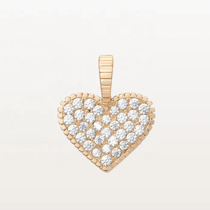 LOZRUNVE 925 Sterling Silver Elegant Diamond Pave Heart Pendant Necklace for Women