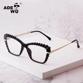ADE WU PSTY5806M Cat Eye Anti-blue Light Compute Glasses Fashion Big Frame Eye Glasses Retro Metal Frame Optical Eyewear Female