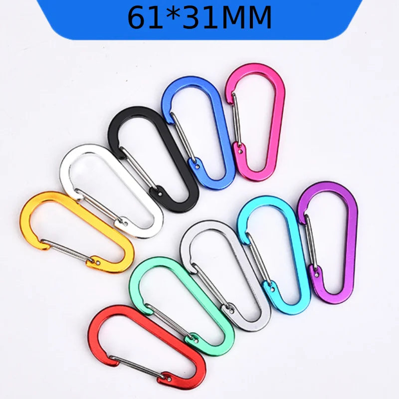 61mm Egg Type Carabiner with Flat Steel Wire Buckle Spring Pressed Aluminium Metal Durable and Stylish
