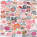 50pcs Colorful Cute Brain Waterproof PVC Graffiti Decorative Sticker Packs for Cup Bottle Notebook Luggage Laptop Skateboard