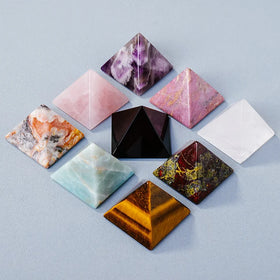 Wholesale 2/3/4CM Natural Stone Obsidian Amethyst Lapis Lazuli Rose Quartz Pyramid Ornament Home Obsidian Pyramid Decoration