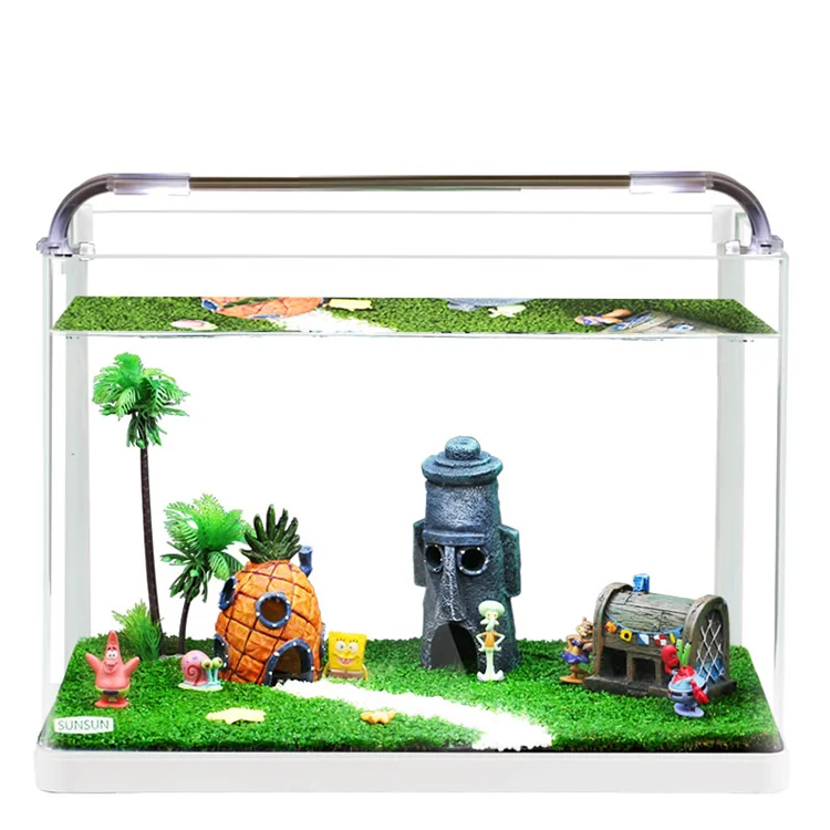 LeYu LY20080809 Wholesale 5L Eco-Friendly Ultra Clear Aquarium Pretty Design USB Charging Glass Home Office Decor Portable Fish