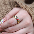 Chris April 316L Stainless Steel Wholesale Adjustable Sapphire Ring Women's Ruby Band Zircon Ring