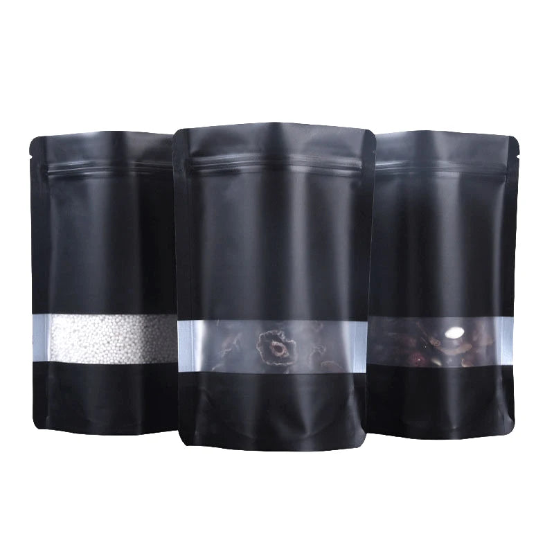 Custom Bag Zipper Zip Lock Stand up Pouch Packing Mylar Packaging Plastic Reusable Black Matte Aluminum Foil Ziplock Bags