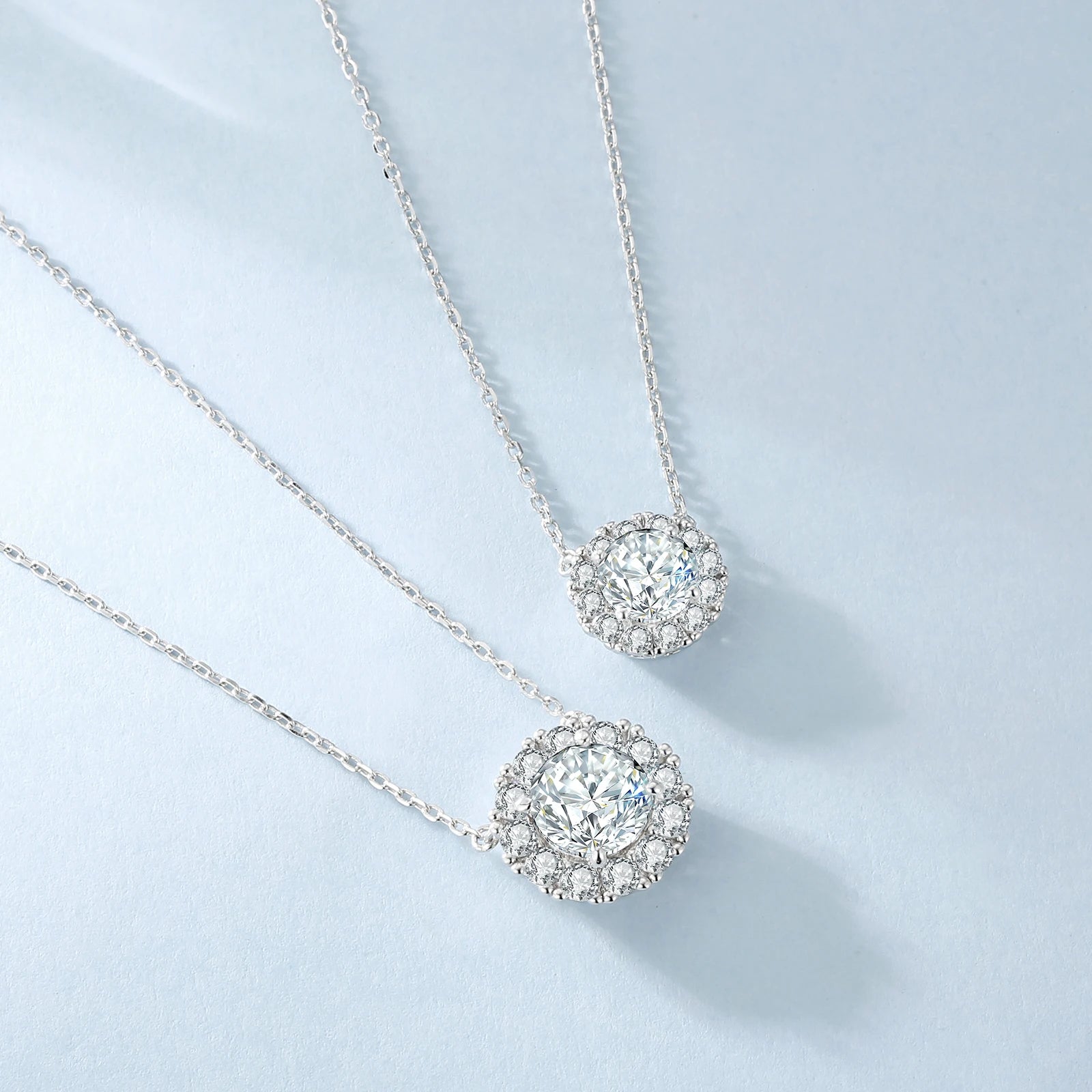 Wholesale Jewelry 2ct 1ct Lab Diamond White Gold 925 Sterling Silver Choker Chain VVS1 GRA Moissanite Pendant Necklace for Women