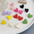 Fashion Jewelry Exaggerated Big Colorful Resin Heart Earrings Matte Red Purple Peach Charm Stud Earring for Girls