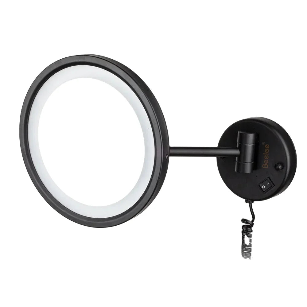 Beelee Wall Mount Hanging Magnifying Makeup Vanity Mirror With Shelf LED Light Frame Hotel Designs Bathroom Wall Makeup Mirror