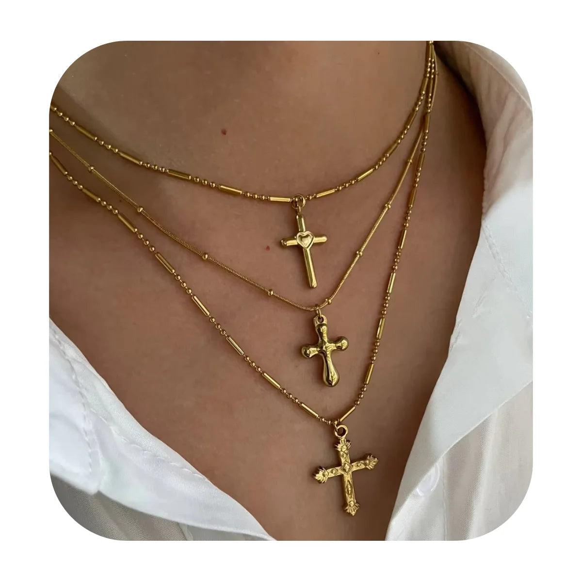 Christian Jewelry Bijoux En Acier Inoxydable Waterproof Women Stainless Steel Gold Cross Pendant Necklace Jewelry for Women