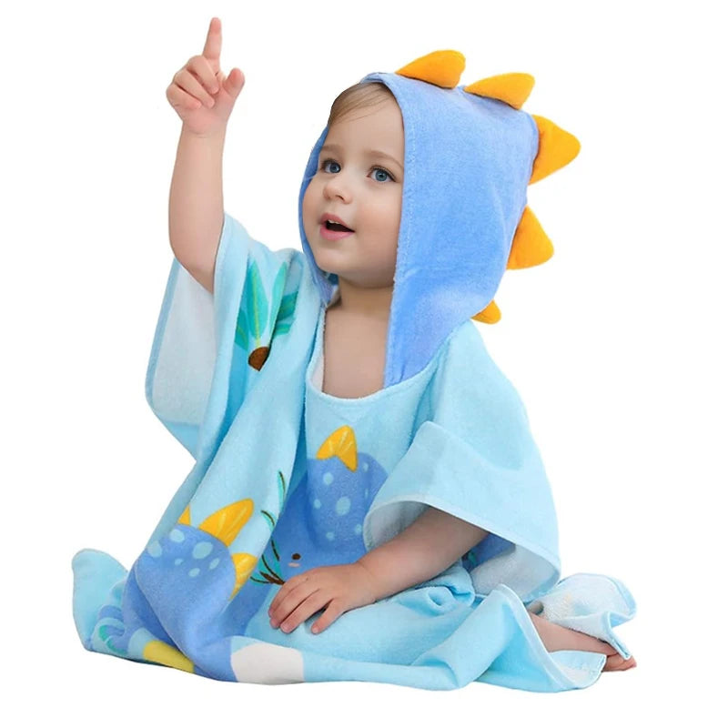 Eco-Friendly Customizable Cartoon Animal Print Quick-Dry Polyester Cape for Kids Bath Hooded with Custom Logo & Color Options