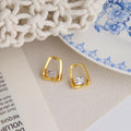 Chris April Fashion Luxury Jewelry Brass 18k PVD Gold Plating Twisting square Hoop Zircon 925 Pin Earrings