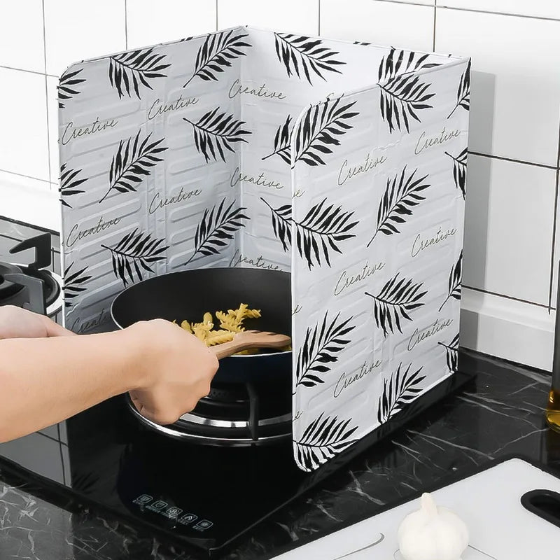 HelloWorld Accessories Cooking Tools Gadgets Aluminium Foil Oil Splatter Guard Plate Gas Stove Splash Proof Screen Baffle Home Kitchen