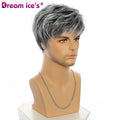 Large Stock Short Straight Full Synthetic Wig for Men High Temperature Fiber Male Hair Fleeciness Realistic Wigs Ombre Grey Hair
