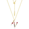 Elegant Rainbow English Alphabet Necklace S925 Sterling Silver Initial Letter Necklace with Colorful Zircon