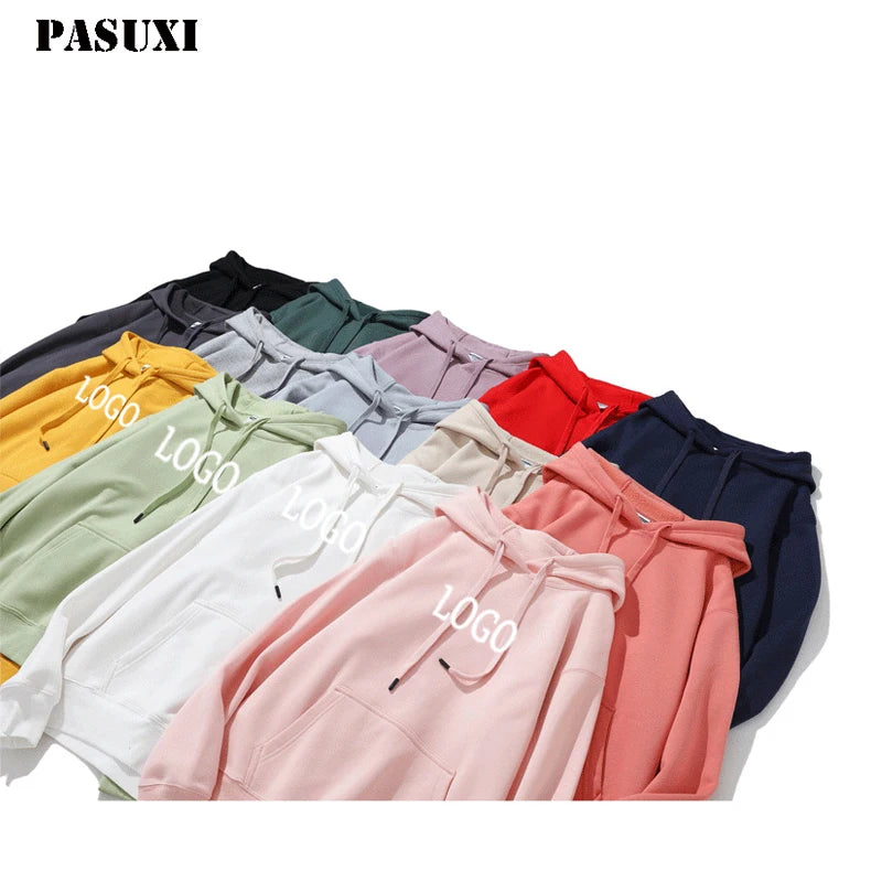 PASUXI Wholesale Quality Puff Printing Heavyweight Cotton Men's Hoody Oversized Custom Print Luxury Pullover Cotton Hoodies