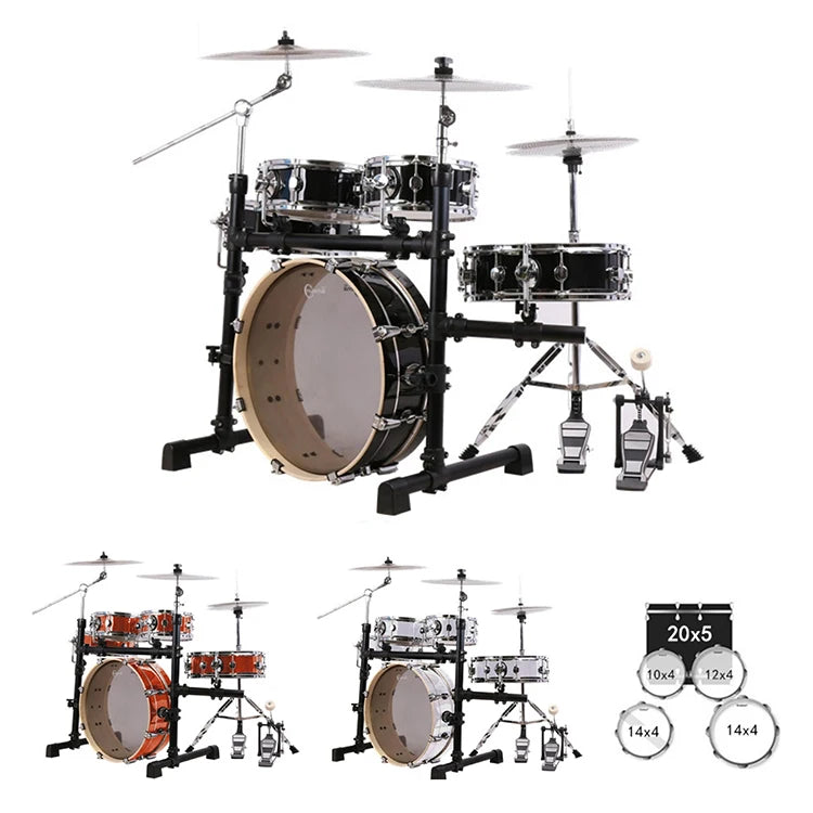 Factory Direct Sale Thin Drums Kit Acoustic 5-Pcs Superior Professional Music Percussion Instrument Wooden Iron Jazz Drum Set