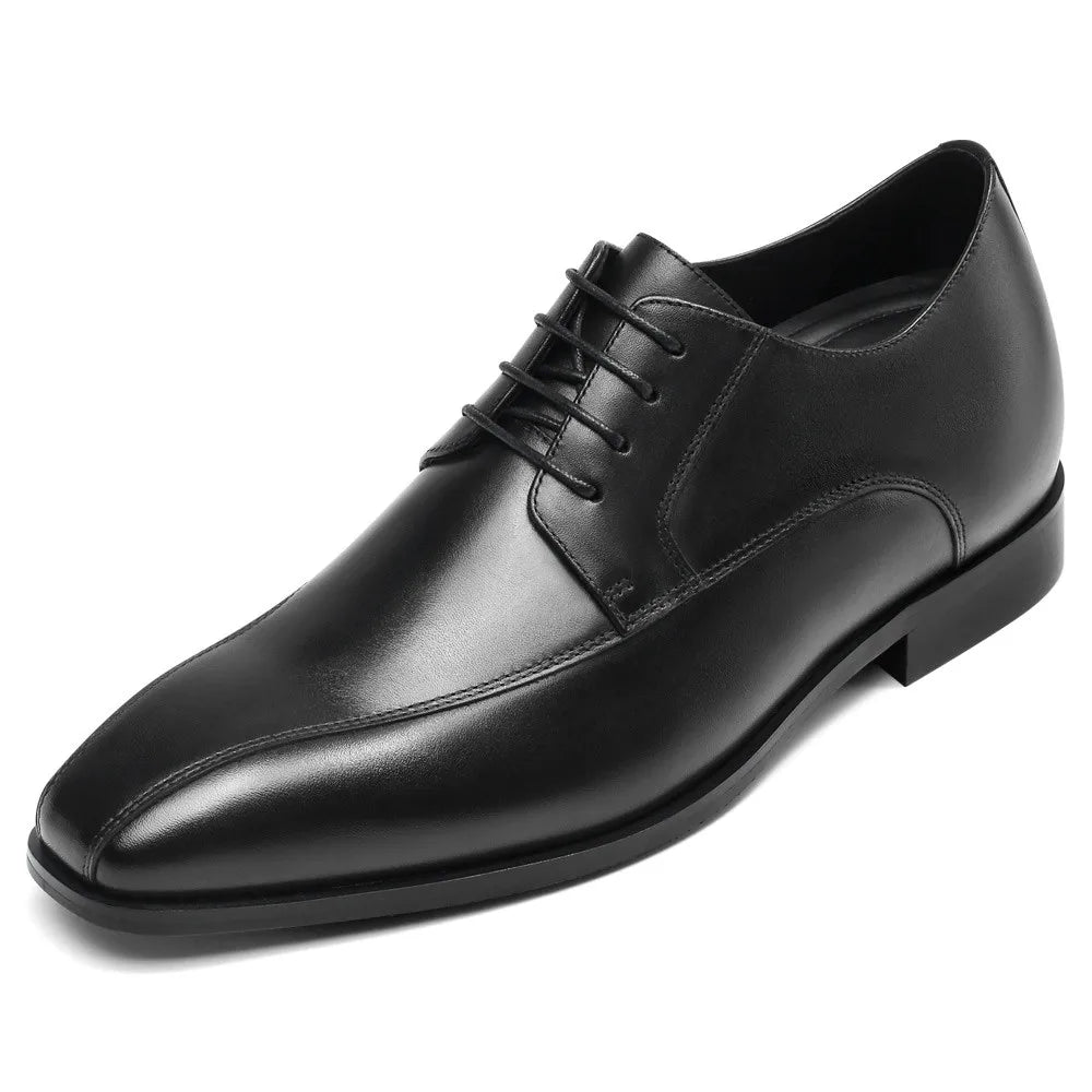 Brown Formal Men's Genuine Leather Waterproof Anti-Slip Summer/Winter Height Increasing 7cm Elevator Dress Shoes