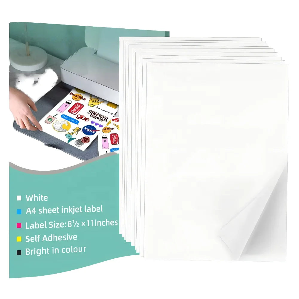 Vinyl Waterproof Self-adhesive Glossy Matte Decal Paper Sheet for Inkjet Printer Blank Printable A4 Vinyl Label Sticker Paper