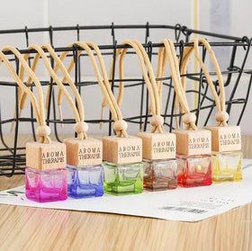 8ml Square Glass Bottle Car Perfume Bottle Pendant Customized LOGO Essential Oil Car Fragrance Bottle