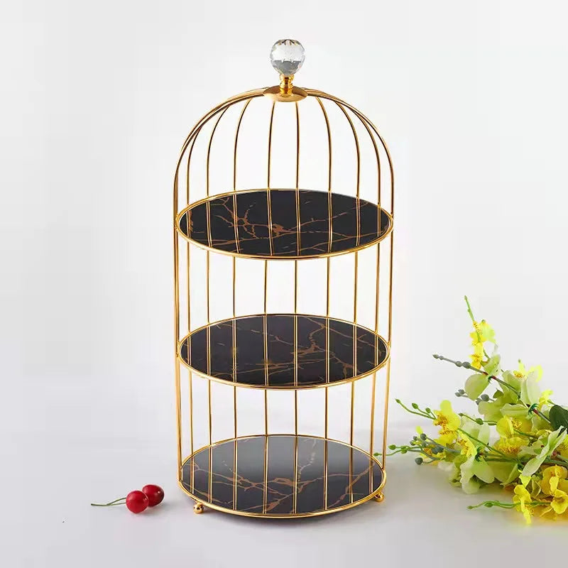 2 and 3 Tier Wedding Cupcake Dessert Decorating Unique Modern Customized Gold Cage Marble Stone Cake Stand for Weddings Cakes