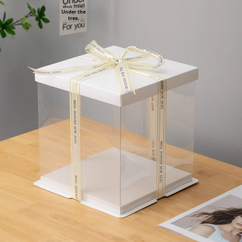 Wholesale Transparent Single Layer Cake Packaging Box 4inch-10inch Tall Recyclable PP Material Stamping Design for Birthday Food