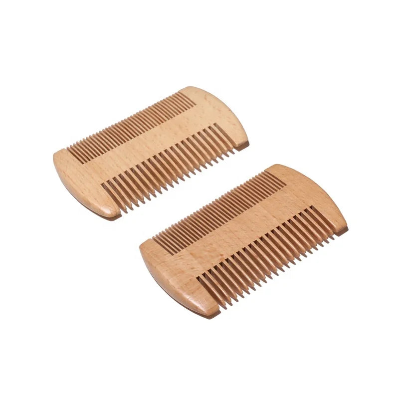 Private Label Natural Sandalwood Wooden Men Beard Shaving Combs for Travel