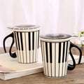 Creative Ceramic Music Notes Mark Water Lovers Keyboard Pair Cup Coffee Mug With Lid