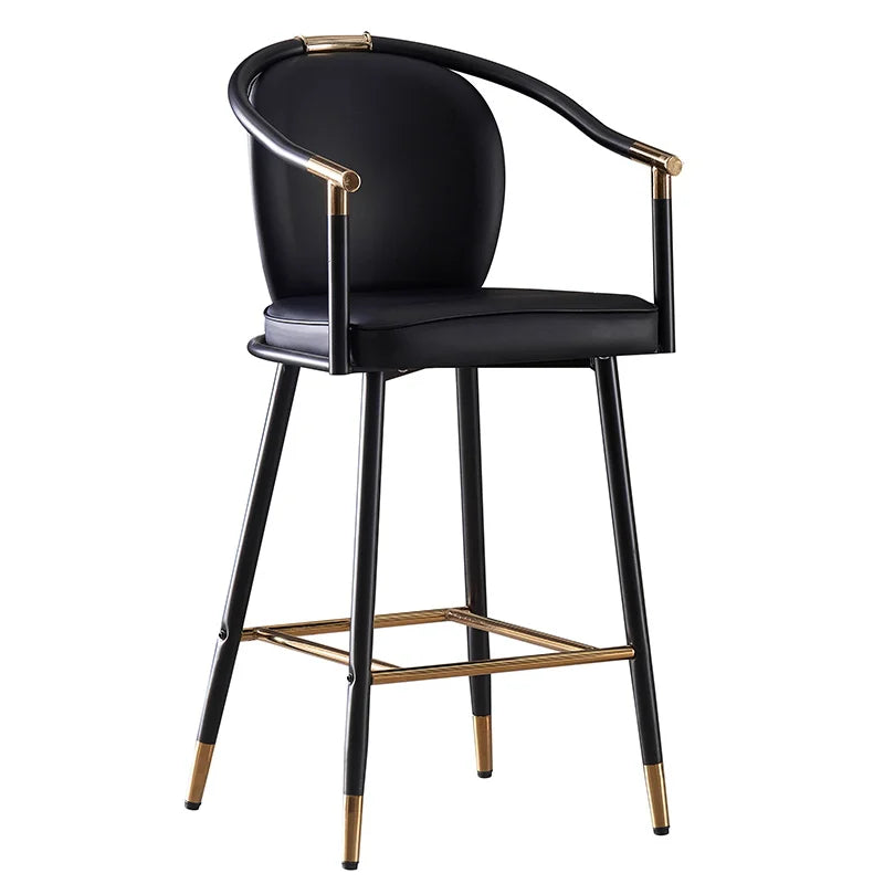 Modern Luxury Antique Leather Bar Stool with Metal Bottom Legs for Home Bar & Hotel Use