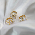 Fenny 18K Gold Plated Wholesale Fashion Luxury Cubic Butterfly Crystal Stainless Steel Finger Ring Trendy for Women