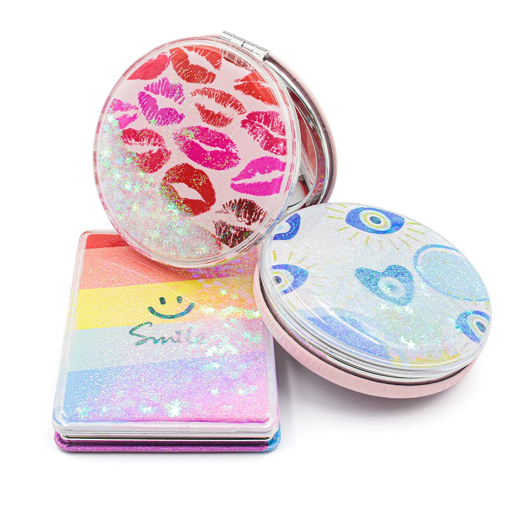 Customs Logo Wholesale Cosmetic Makeup Compact Heart Shaped Hand Mirror Promotion Mirror Pocket Mirrors for Women Men
