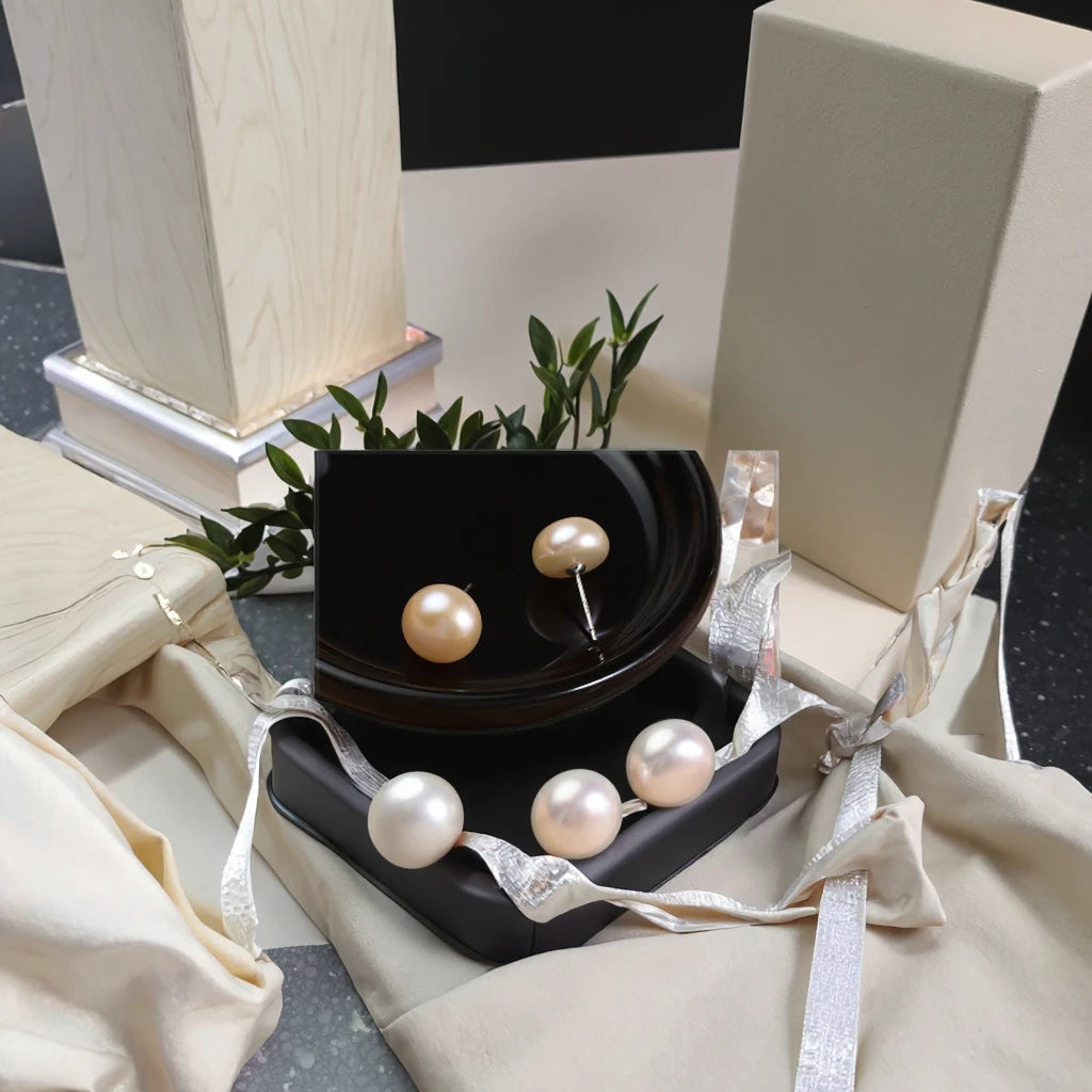 9-10mm 4A Grade Natural Freshwater Pearl Earrings Classic and Versatile with S925 Pure Silver Needle Timeless Elegance Purity