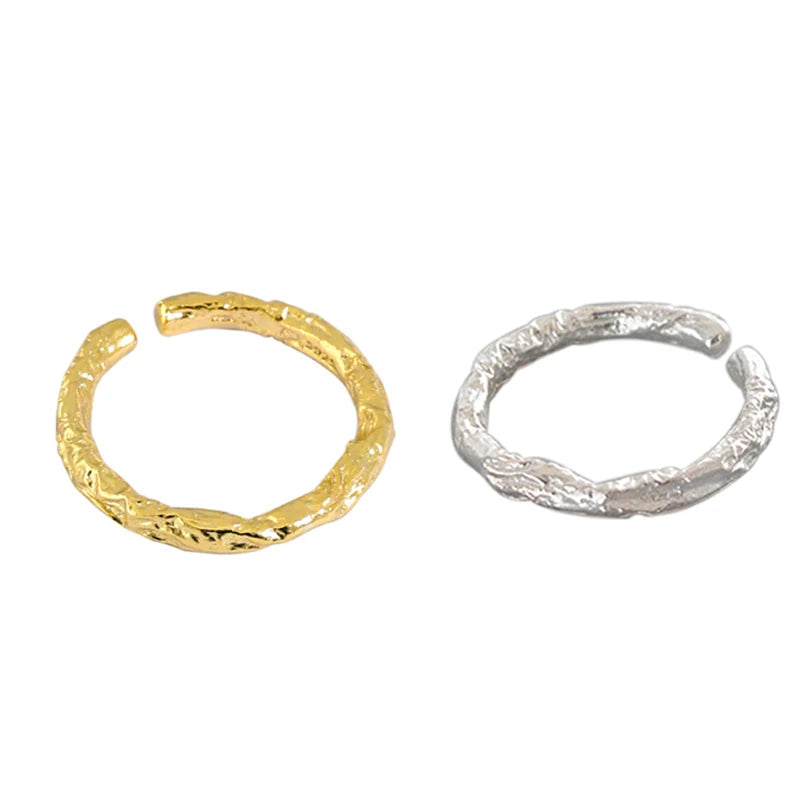 Wuqie Minimalist INS Jewelry Index Finger Ring Round Tin Foil Texture 925 Silver Ring