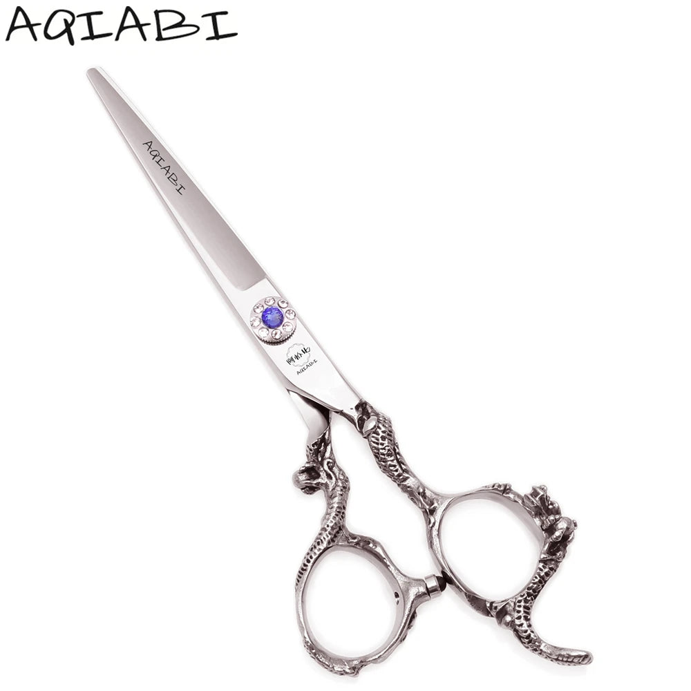 Barber Scissors 5.5'' 6" AQIABI Japanese Stainless Hair Scissors Professional Cutting Scissors Thinning Shears Shiny A9003