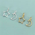 Vintage 925 Silver Smooth Star Moon Pendants Necklace Charms for Jewelry Making