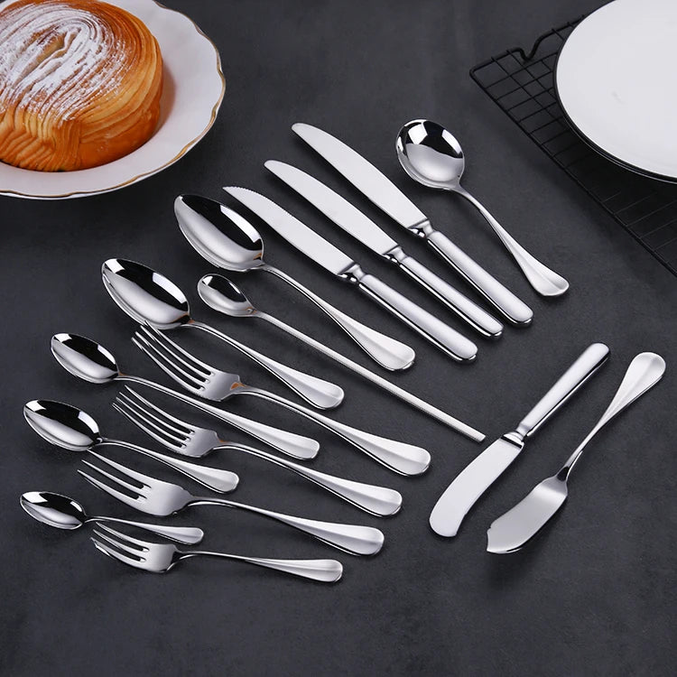 High-end Mirror Finished Stainless Steel Restaurant Silver Flatware Sets