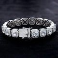 2024 Fine Jewelry Hip Hop Big Diamond Moissanite Yellow White square Shape Clustered Cuban Chain Bracelet Bangle 925 Silver